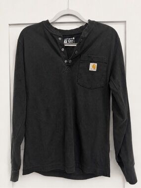 Carhartt Thick Thermal Henley Long Sleeve Shirt Men’s S Black Relaxed Fit